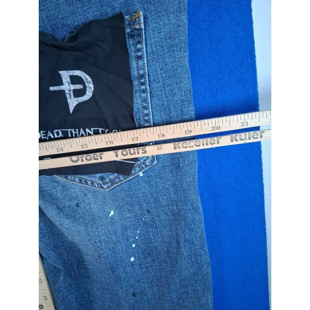 Dead Than Cool Distressed Skinny Jeans Light Wash Splatter Men's Size 34